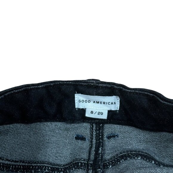 GOOD AMERICAN Good Legs Jeans 8/29 Skinny Black218 Wash Raw Hem Style GL336BT - Picture 12 of 14